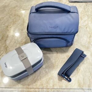 Bentgo Deluxe Lunch Bag Durable &Insulated Lunch Tote Zipper Outer Pocket Blue